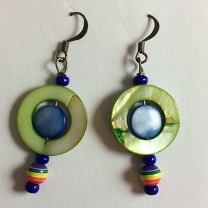 Blue and green earrings